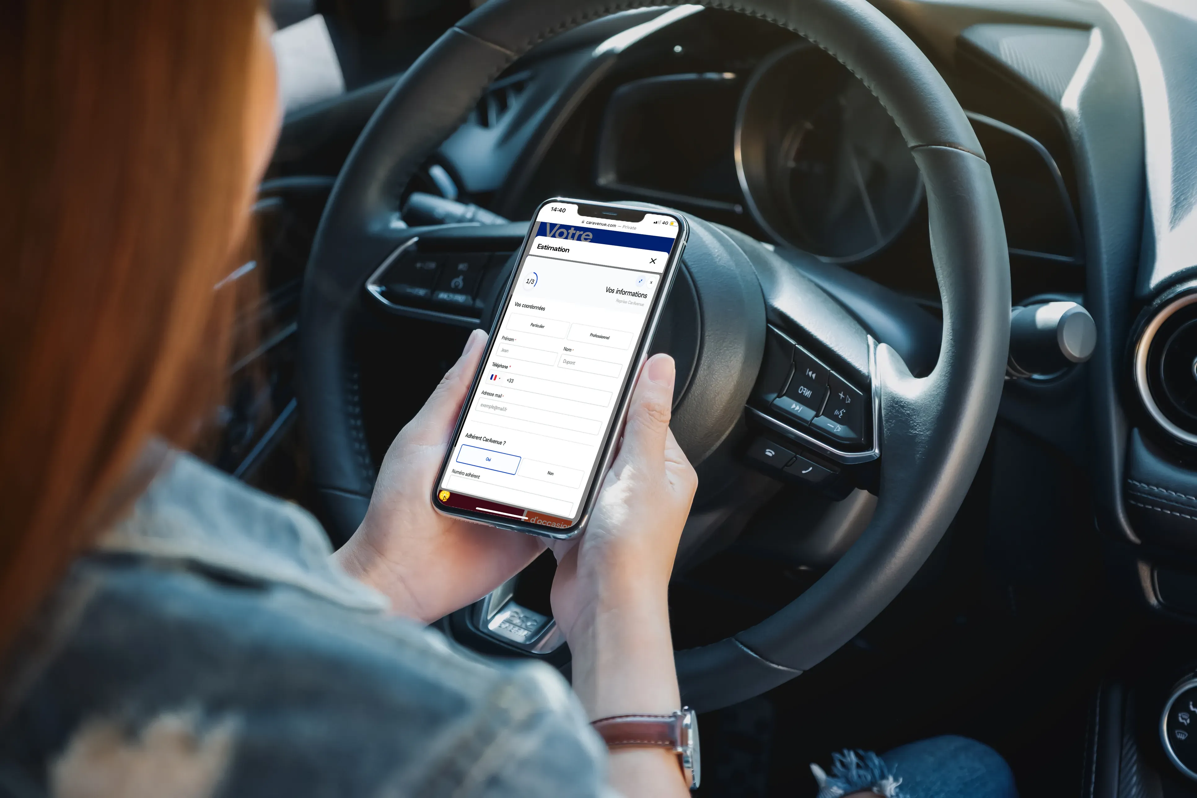 estimation de reprise voiture formulaire en ligne sur le site mobile